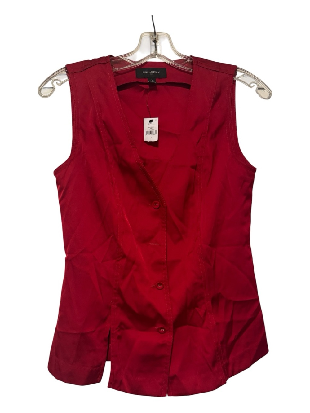 Banana Republic Red Tailored Button Front Vest Top  2 NWT quiet luxury office - Picture 2 of 4
